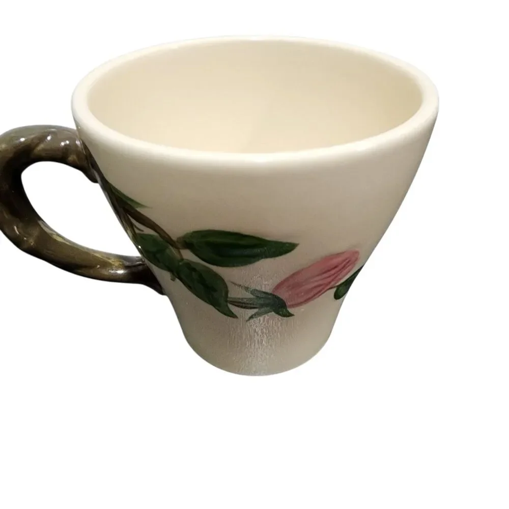 Vintage USA Floral Stoneware Coffee Cup Pink‎ Flower Cottagecore Farmhouse